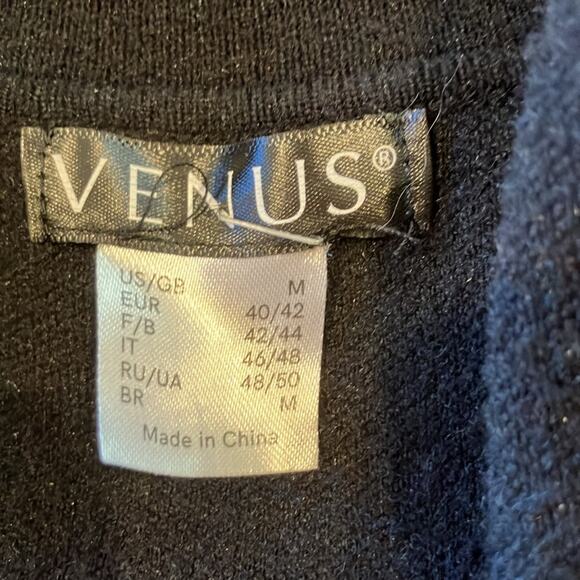 Venus Black Cardigan Duster withh faux leather Fringe and Pockets size Medium - Picture 6 of 7